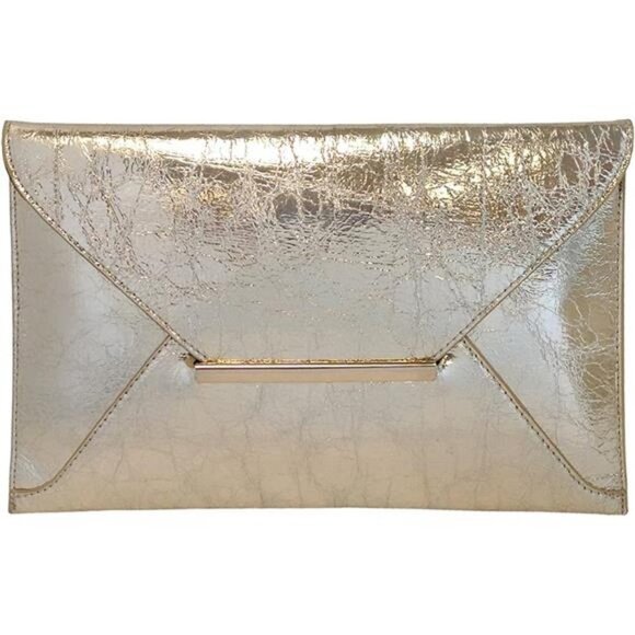 Crushed Metallic Envelope Clutch - Picture 1 of 7
